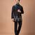 Black embroidered cotton silk kurta bundi set