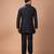 Black embroidered cotton silk kurta bundi set