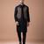 Black embroidered cotton silk indo western kurta bundi set