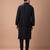 Black embroidered cotton silk indo western kurta bundi set