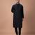 Black embroidered cotton silk indo western kurta bundi set