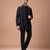 Black cotton silk indo western kurta bundi set