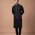 Black embroidered cotton silk kurta bundi set