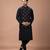 Black embroidered cotton silk kurta bundi set