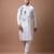 Off white foam painted embroidered cotton silk kurta set