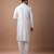 Off white foam painted embroidered cotton silk kurta set