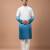 White blue shaded boota embroidered cotton silk kurta set
