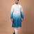 White blue shaded boota embroidered cotton silk kurta set