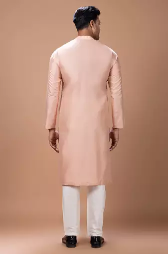 Onion pink cotton silk kurta set