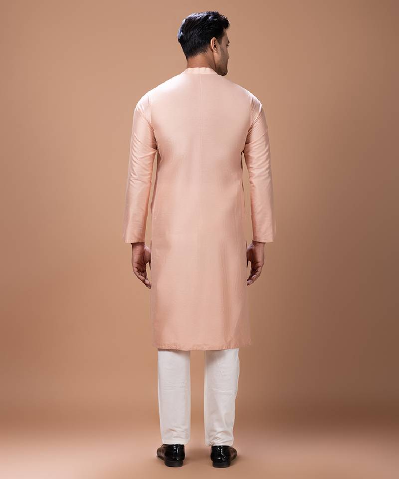 Onion pink cotton silk kurta set