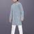 Blue cotton thread embroidery work kid's kurta pyjama