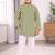 Olive cotton thread embroidery work kid's kurta pyjama