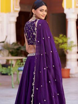 Stunning Purple Sequins Silk Festival Wear Lehenga Choli with Dupatta 4