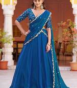 Glamorous Blue Sequins Art Silk Wedding Wear Lehenga Choli