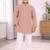 Peach cotton thread embroidery work kid's kurta pyjama
