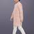 Peach cotton thread embroidery work kid's kurta pyjama