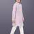 Pink cotton thread embroidery work kid's kurta pyjama