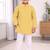 Yellow cotton thread embroidery work kid's kurta pyjama