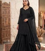 Designer georgette sharara suit with sequence embroidery dupatta