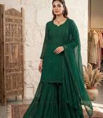 Designer georgette sharara suit with sequence embroidery dupatta