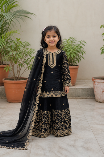 Gmy silk embroidery black readymade salwar suit