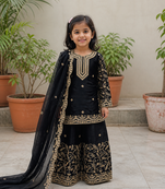 Gmy silk embroidery black readymade salwar suit