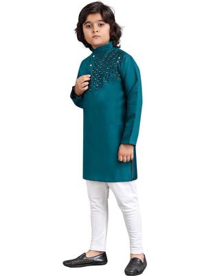 Rama viscose sequins embroidery work kid's kurta pyjama 2