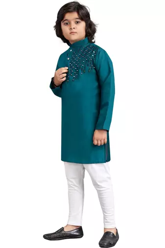 Rama viscose sequins embroidery work kid's kurta pyjama