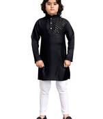 Black viscose sequins embroidery work kid's kurta pyjama