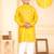 Yellow soft cotton sequins work work kid's kurta pyjama