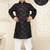 Black soft cotton sequins work work kid's kurta pyjama