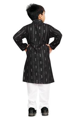 Black soft cotton sequins work work kid's kurta pyjama 2
