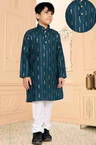 Rama soft cotton sequins work work kid's kurta pyjama