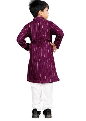 Wine soft cotton sequins work work kid's kurta pyjama 2