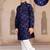 Blue soft cotton sequins work work kid's kurta pyjama