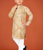 Yellow viscose rayon embroidered work kid's kurta pyjama