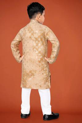 Yellow viscose rayon embroidered work kid's kurta pyjama 4