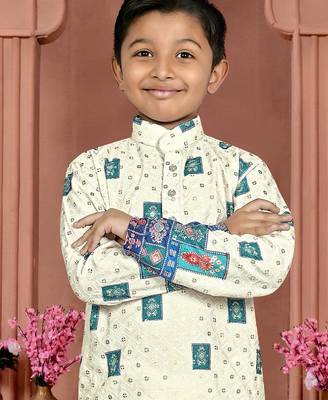 Teal rayon chikankari work work kid's kurta pyjama 3
