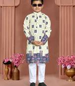 Blue rayon chikankari work work kid's kurta pyjama