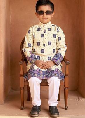 Blue rayon chikankari work work kid's kurta pyjama 2