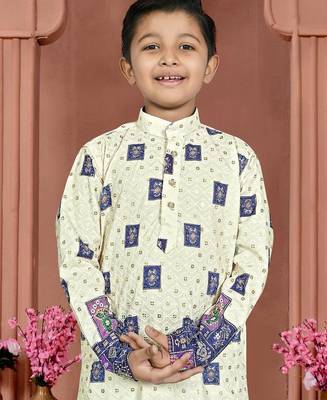 Blue rayon chikankari work work kid's kurta pyjama 3