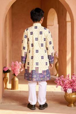 Blue rayon chikankari work work kid's kurta pyjama 4