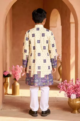 Blue rayon chikankari work work kid's kurta pyjama