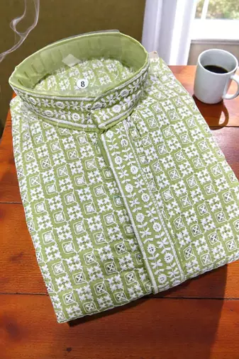 Olive green cotton chikankari work work kid's kurta pyjama