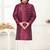 Wine jacquard woven work kid's kurta pyjama