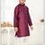 Wine jacquard woven work kid's kurta pyjama