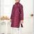 Wine jacquard woven work kid's kurta pyjama