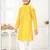 Yellow jacquard woven work kid's kurta pyjama