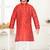 Orange jacquard woven work kid's kurta pyjama