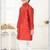 Orange jacquard woven work kid's kurta pyjama